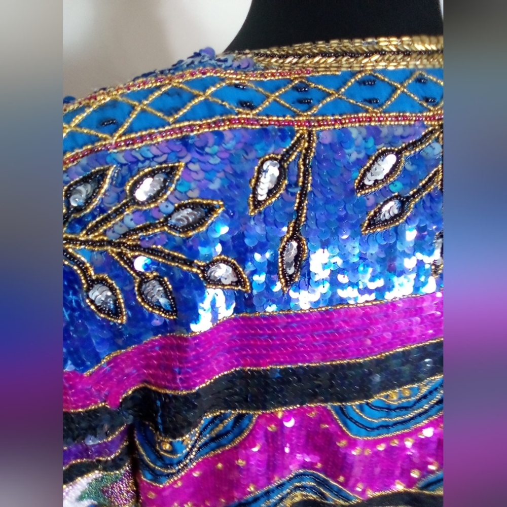 PAPËLL BOUTIQUE EVENING Women's Multicolor Embellished Blazer Size Small - Picture 8 of 10